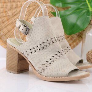 Rebels Womens Rayna Sandal Size 7 Beige Gray Suede Block Heel Open Toe Bootie